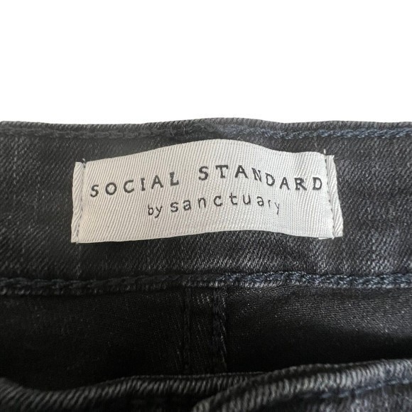 Social Standard By Sanctuary Womens Faded Black High Rise Slim Straight Jeans 14 - Picture 7 of 10